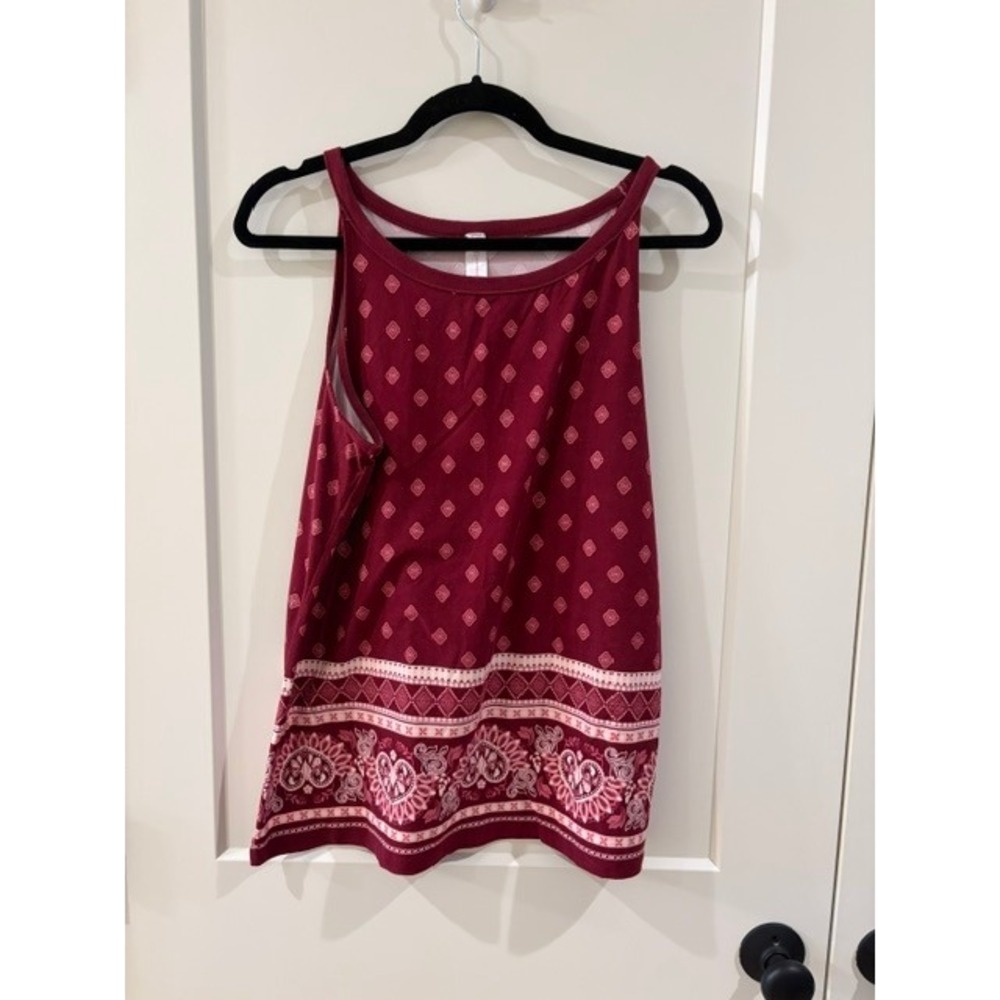 No Boundaries Womens XXXL 3XG Burgundy Paisley Diamond Print Sleeveless Tank Top